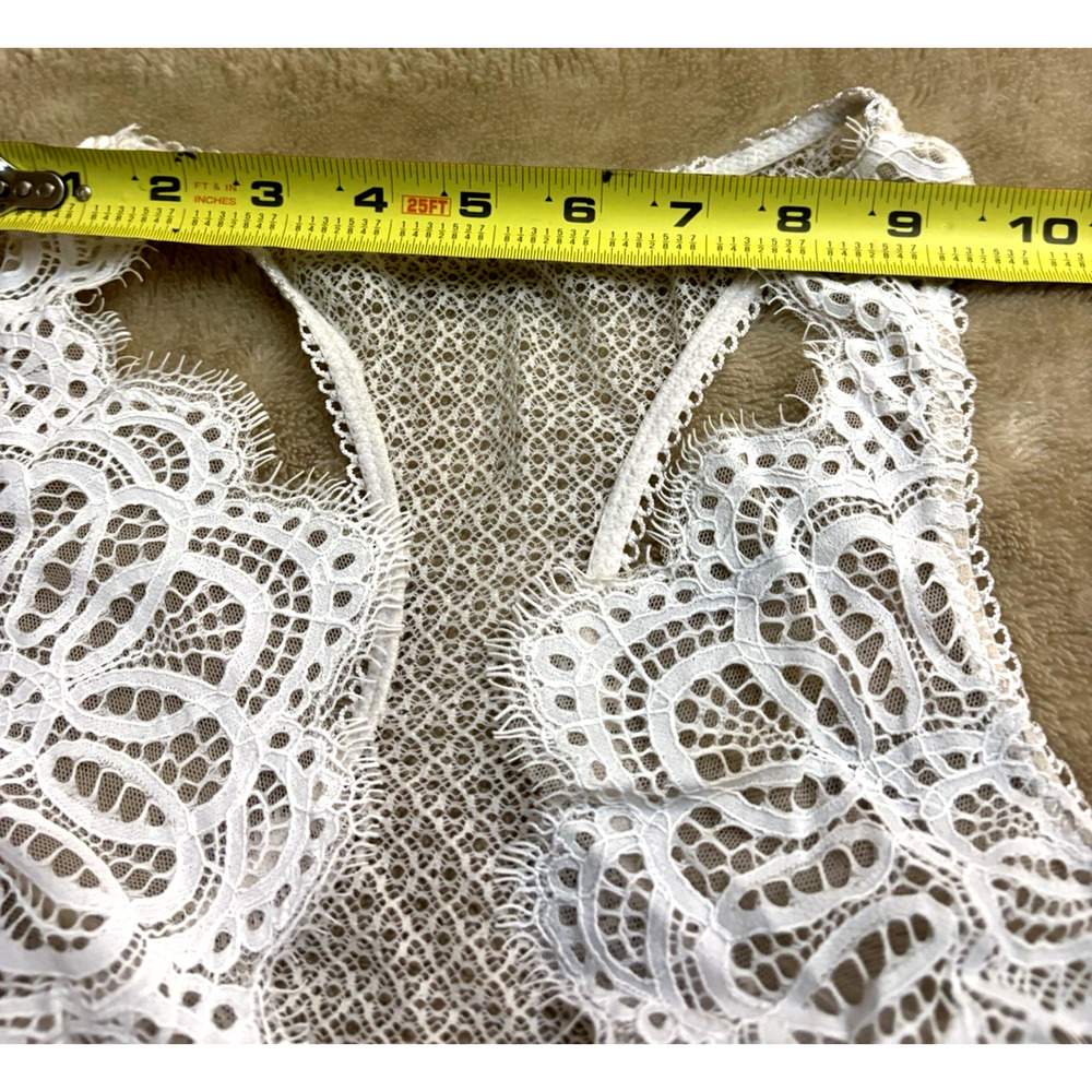 VICTORIA SECRET DREAM ANGELS LACED UP BRALETTE White Floral Mesh Sheer Crochet - Picture 12 of 14